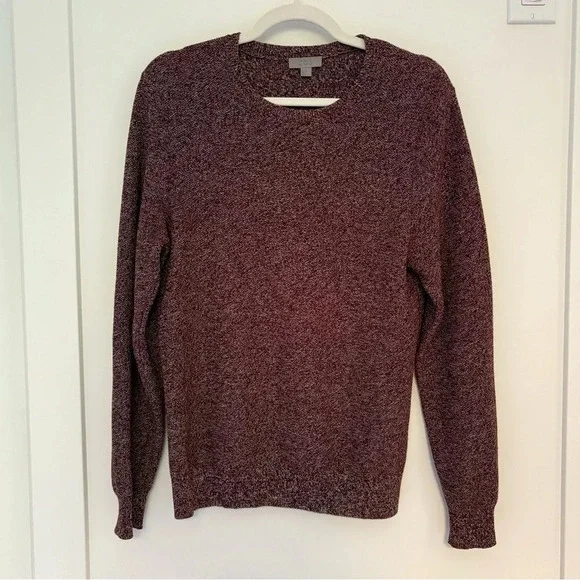 COS Heavyweight Linen Cotton Burgundy Red Marled Crew Neck Knit Sweater Size XS - Picture 1 of 5
